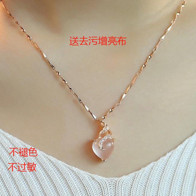 Rose Gold Item 925 Female 18k Color Gold Block Bone, Gas Heart Shape Hibiscus Stone Powder Hanging, 18k, 18k, 18k, 18k,