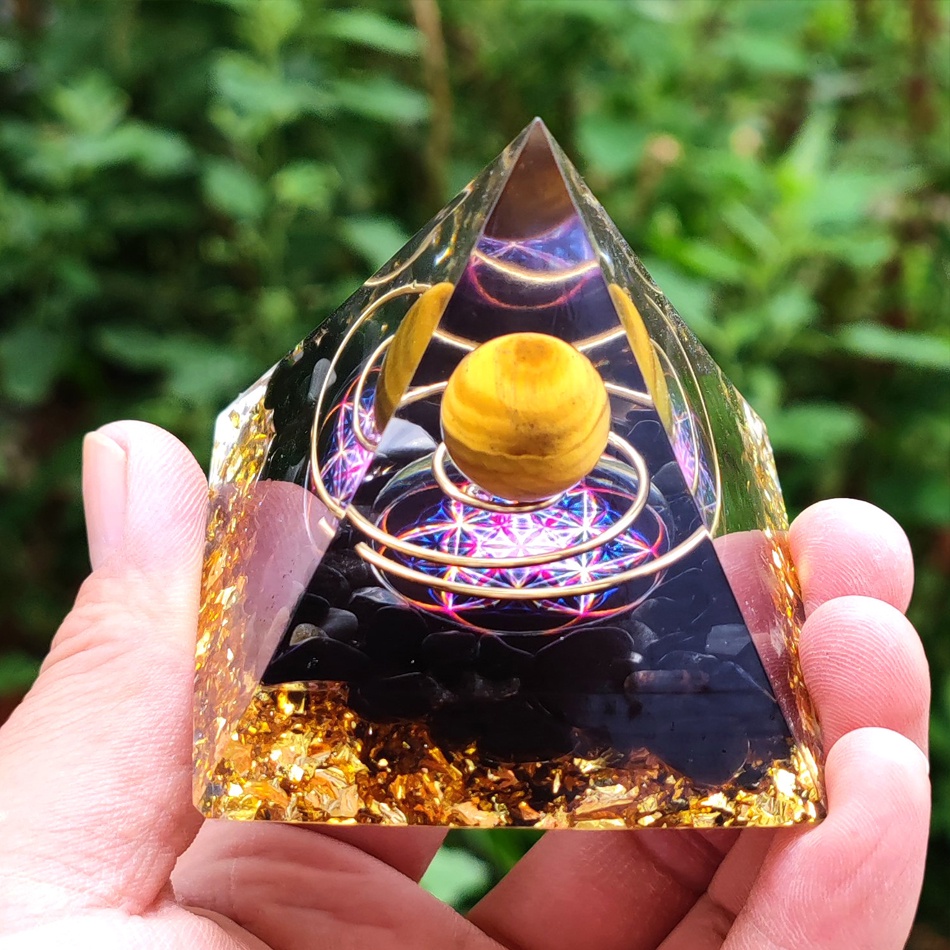 Máy tạo năng lượng Kim tự tháp Orgonite Chữa bệnh Chakra Reiki Thiền định Đá pha lê Orgone Accumulator Thu thập trang trí may mắn