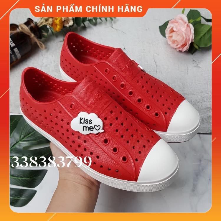 Giày nhựa đi mưa Native - Chất liệu nhựa xốp siêu nhẹ, không thấm nước - Màu đỏ viền trắng
