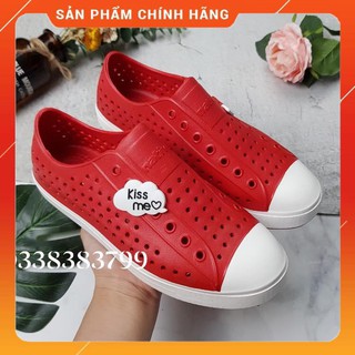[FULL HỘP] Giày nhựa đi mưa Native - Chất liệu nhựa xốp siêu nhẹ, không thấm nước - Màu đỏ viền trắng