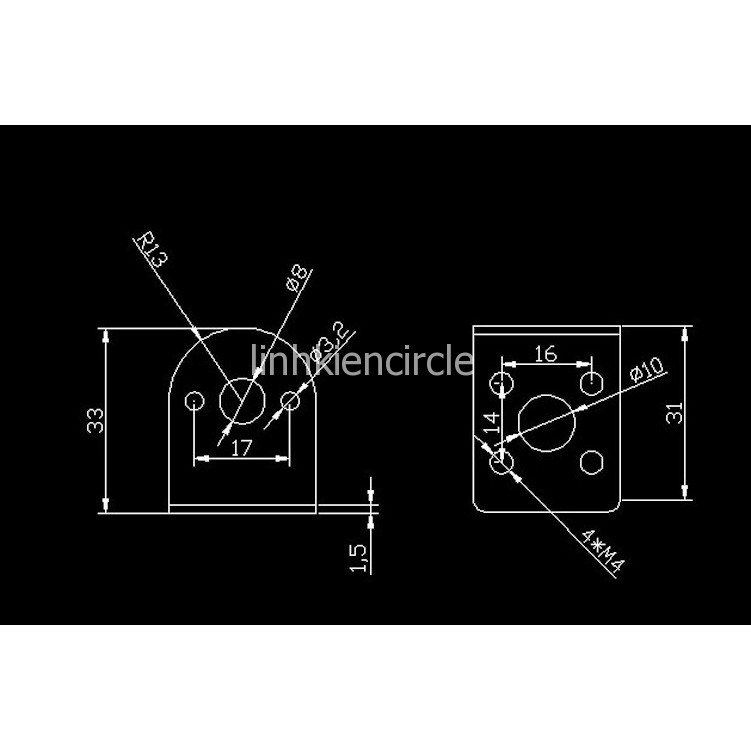 Giá đỡ khung cố định cho motor 370 bằng sắt - LK0328