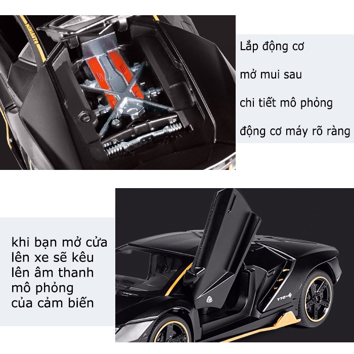 Mô hình xe Lamborghini Aventador LP 700 tỉ lệ 1:32 chất liệu hợp kim cao cấp có bốn màu lựa chọn