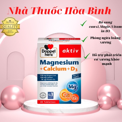 Bổ sung Canxi, Magie và D3 Aktiv Magnesium Calcium D3 - nhập khẩu từ Doppelherz Đức, phòng loãng xương-Date Mới