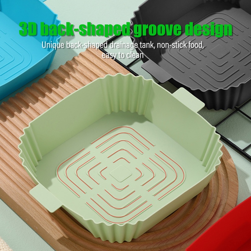 1 Cái Khay Nướng Bằng Silicone Tái Sử Dụng Được Cho Nồi Chiên Không Dầu