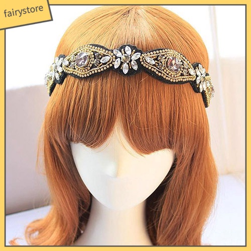 Băng đô đính đá thủy tinh và ngọc trai giả thời trang thanh lịch dành cho nữ