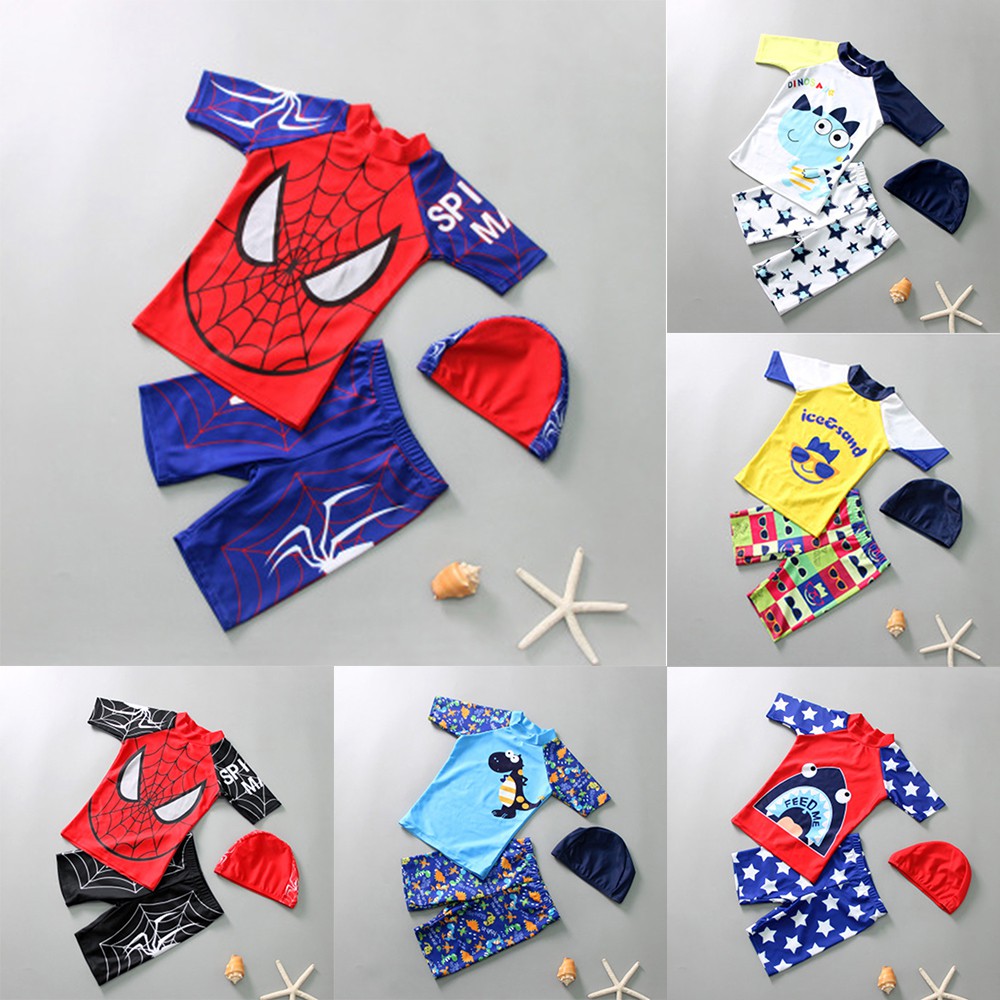 Set Đồ Bơi Spiderman 3 Món Dễ Thương Cho Bé Trai