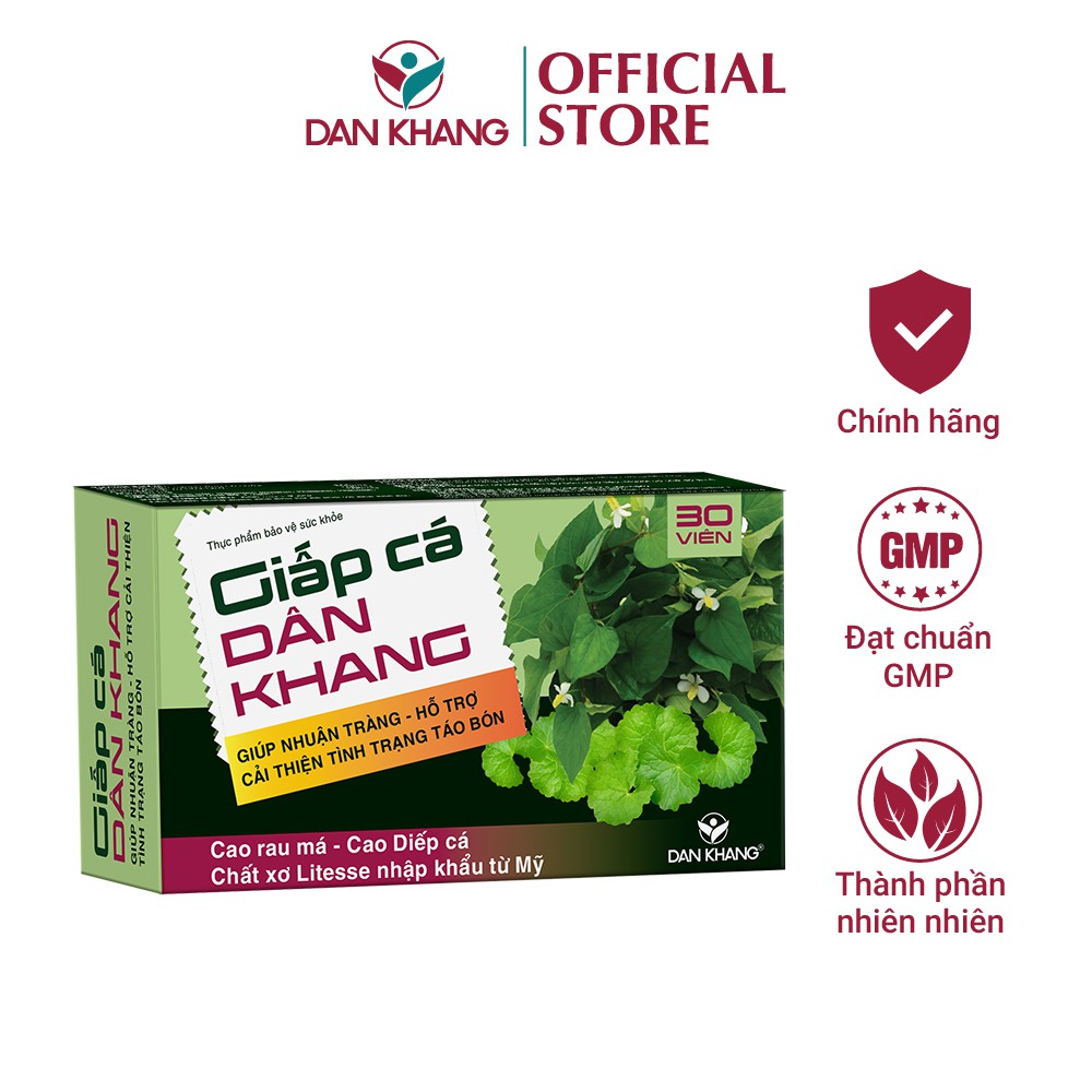 Viên Giấp Cá Dân Khang Giảm Táo Bón Và Trĩ Nội Trĩ Ngoại Hộp 3 vỉ x 10 viên