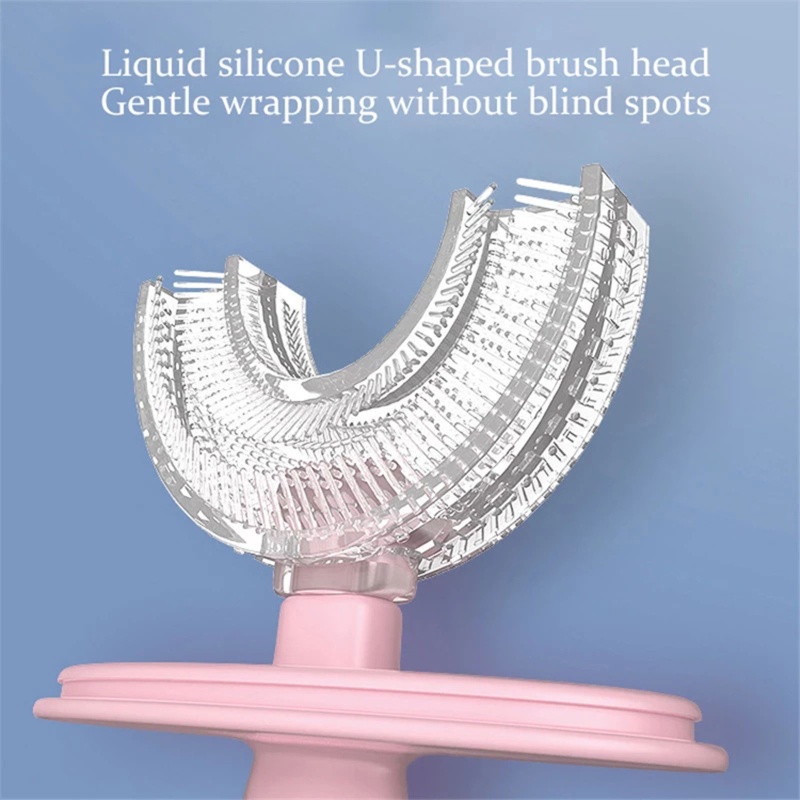 Bàn chải đánh răng hình chữ U kèm nắp bọc chống bụi cho bé