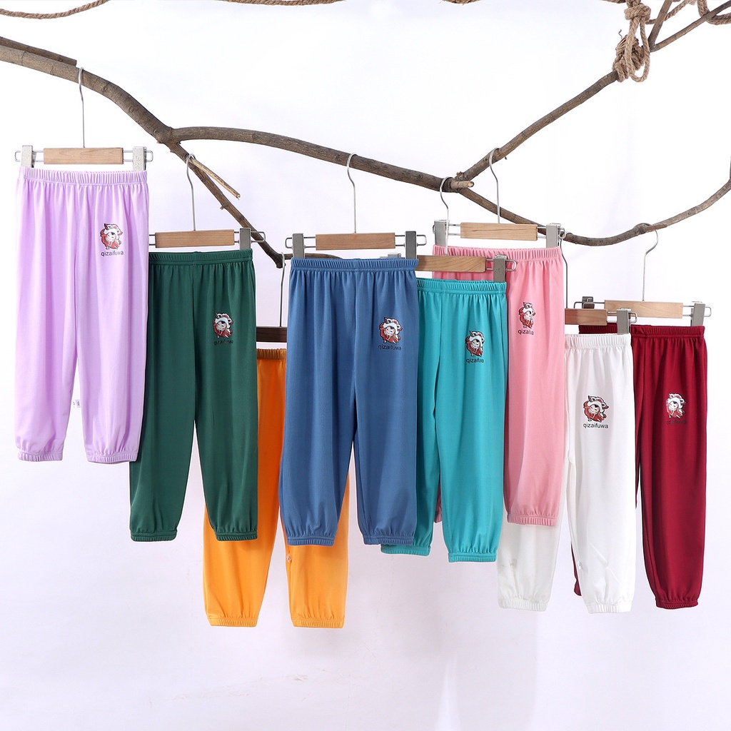 Quần Dài Thể Thao Bằng Lụa Mát Phong Cách Hàn Quốc Thời Trang Kích Thước 66-140cm Dành Cho Bé
