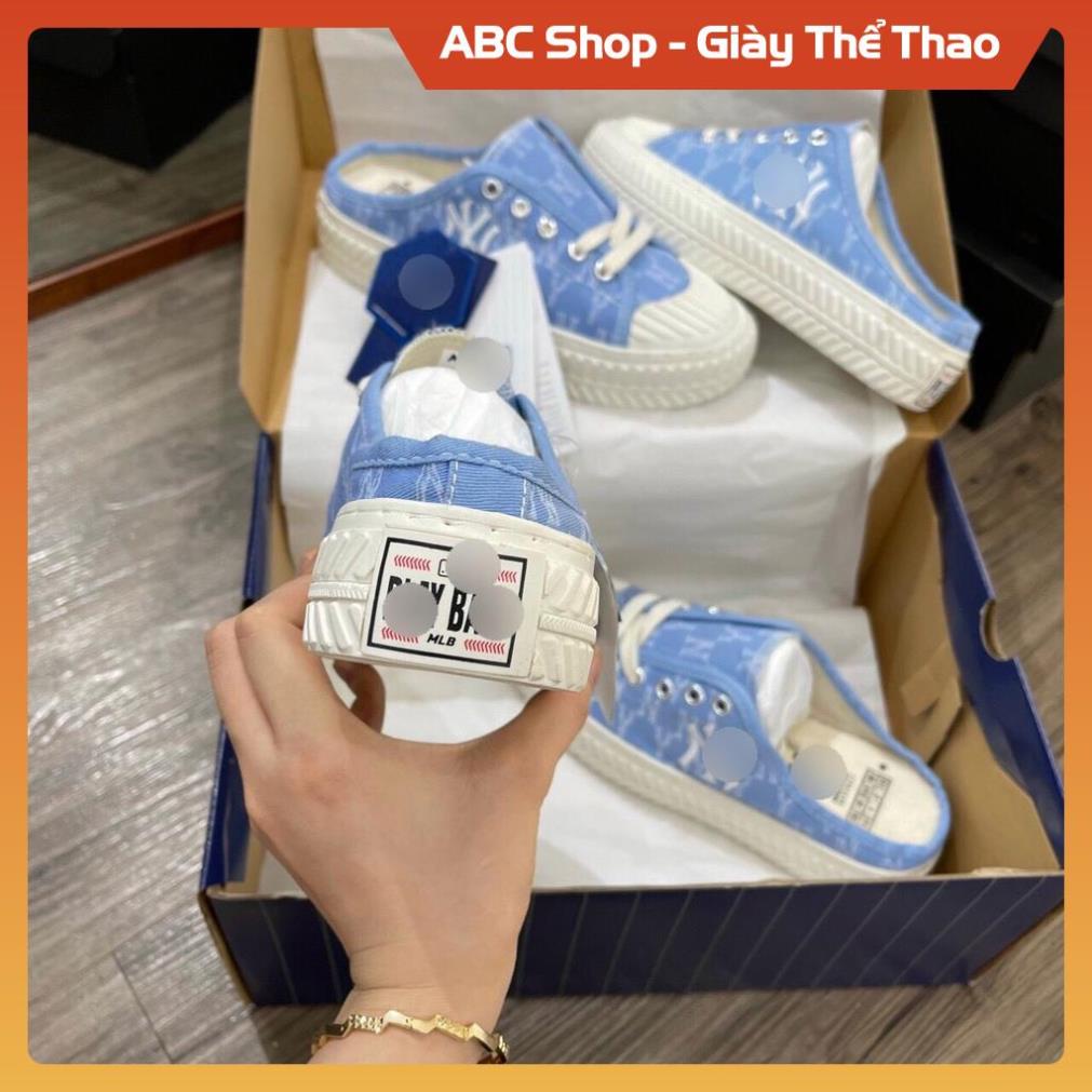 [FreeShip] Giày M.L.B Full box sục xanh biển nhạt ny, Giầy M.L.B Sneaker đặp gót xanh da trời ny boston siêu xinh