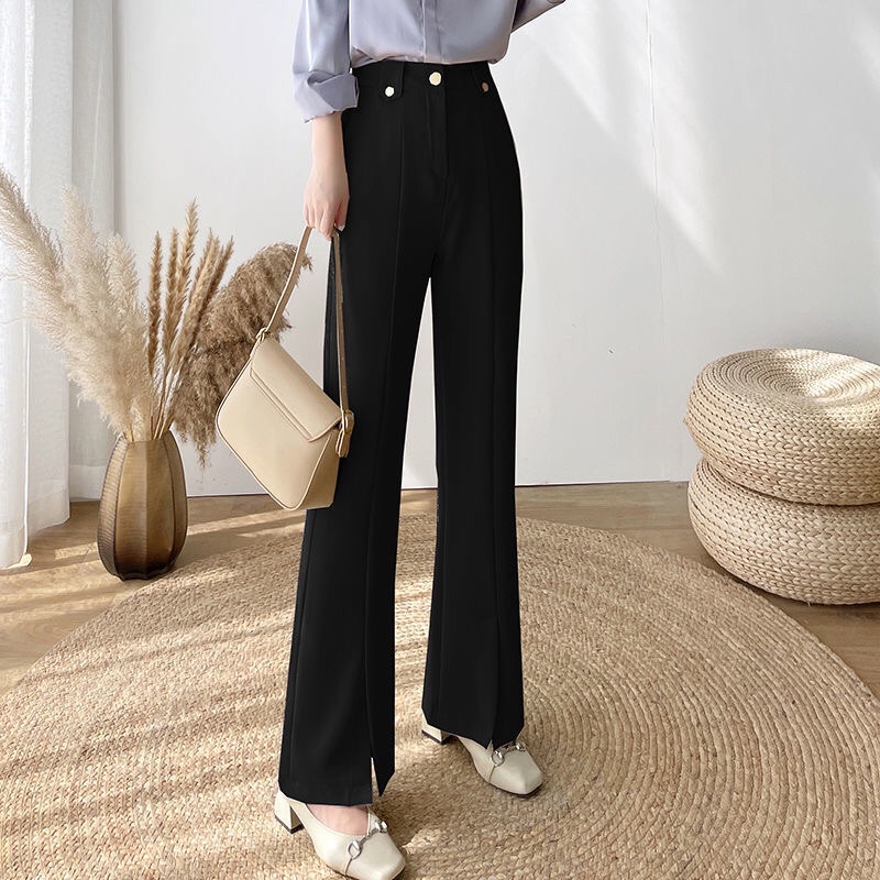 Quần dài ống rộng lưng cao thời trang dễ phối cho nữ