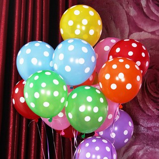 Bóng bay chấm bi size 12" đủ màu loại dày đẹp trang trí sinh nhật