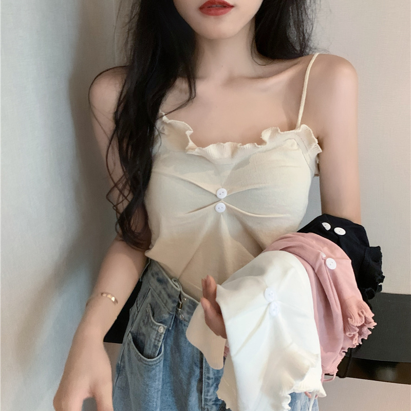 Áo camisole dệt kim màu trơn cho nữ không tay | BigBuy360 - bigbuy360.vn