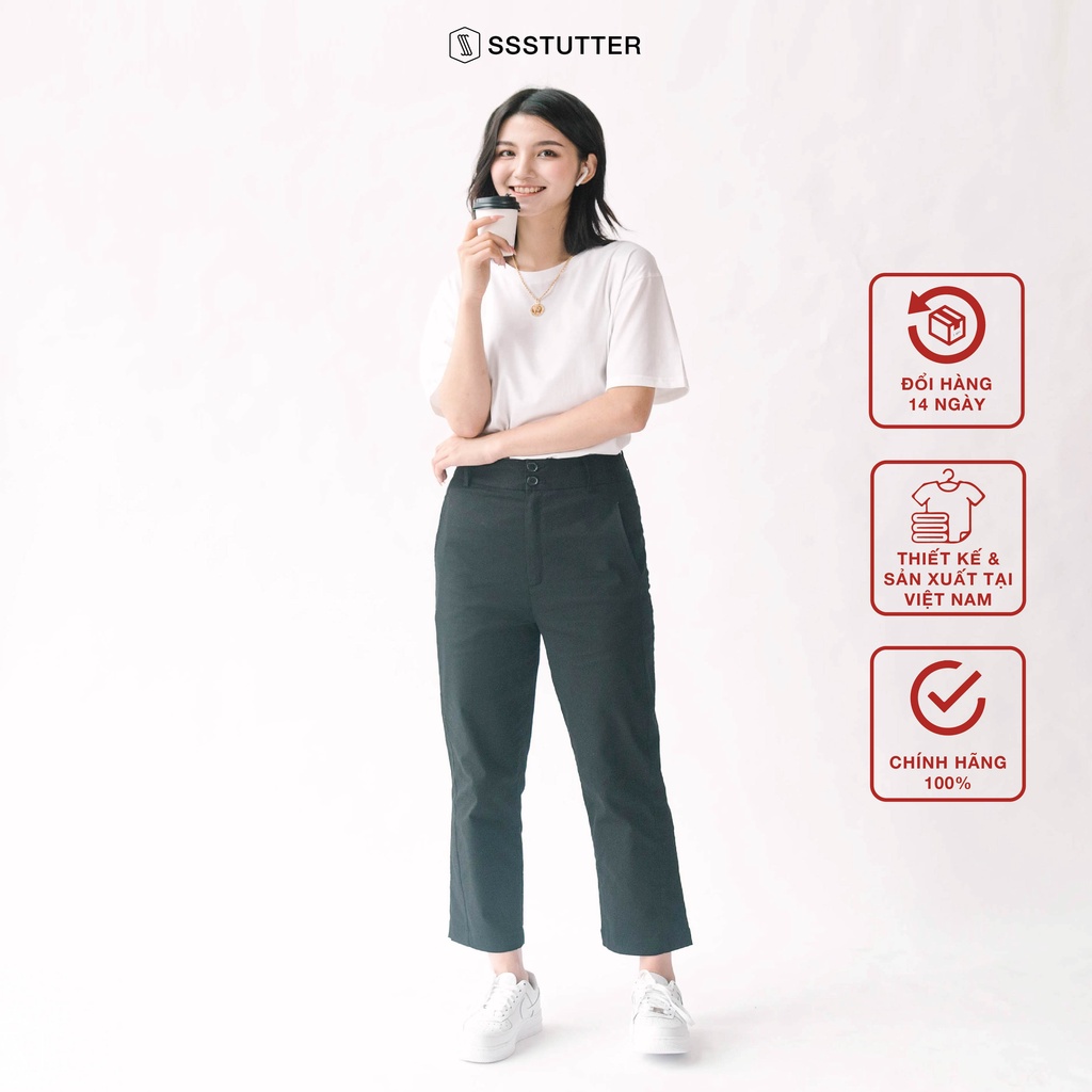 Quần dài nữ SSSTUTTER cạp cao dáng ôm chất khaki co giãn Latte Pants
