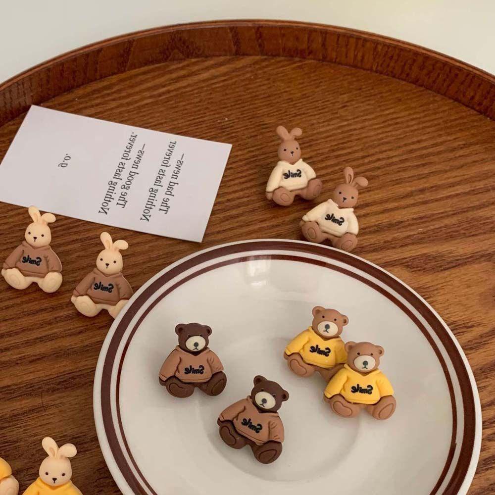 JARRED Bông Tai Mạ Bạc 925 Hình Thỏ / Gấu Hoạt Hình Dễ Thương Phong Cách Hàn Quốc