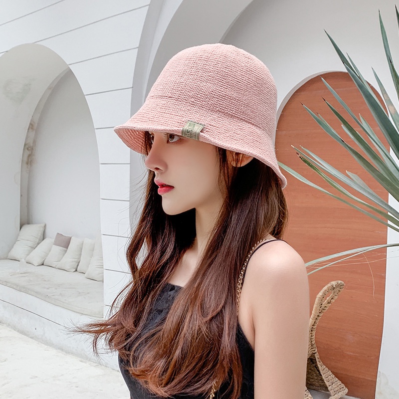 Mũ Bucket Che Nắng Có Nhãn Dán Phiên Bản Hàn Quốc Thời Trang Mùa Hè
