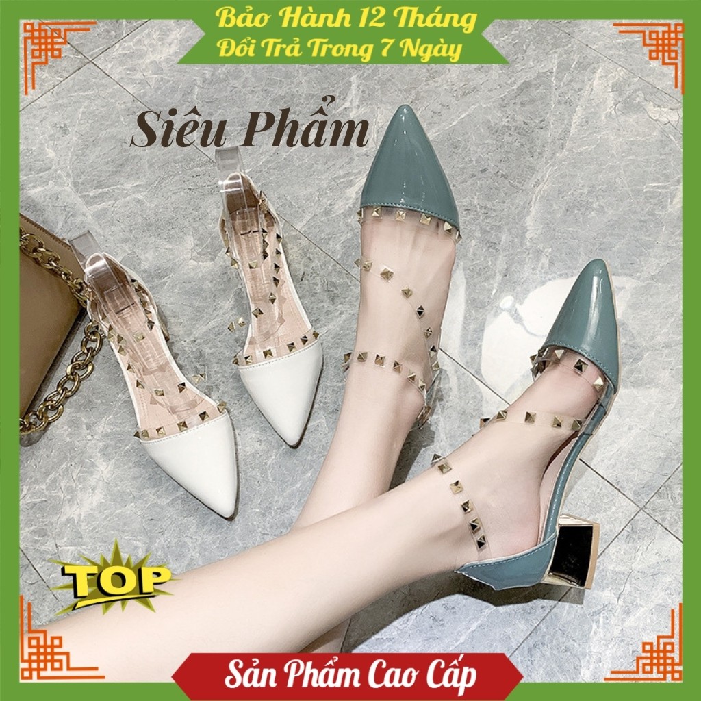 Giày cao gót nữ đế vuông 💝 FREESHIP 💝 Giày khoét eo quai chéo cao 5cm cao cấp , thời trang