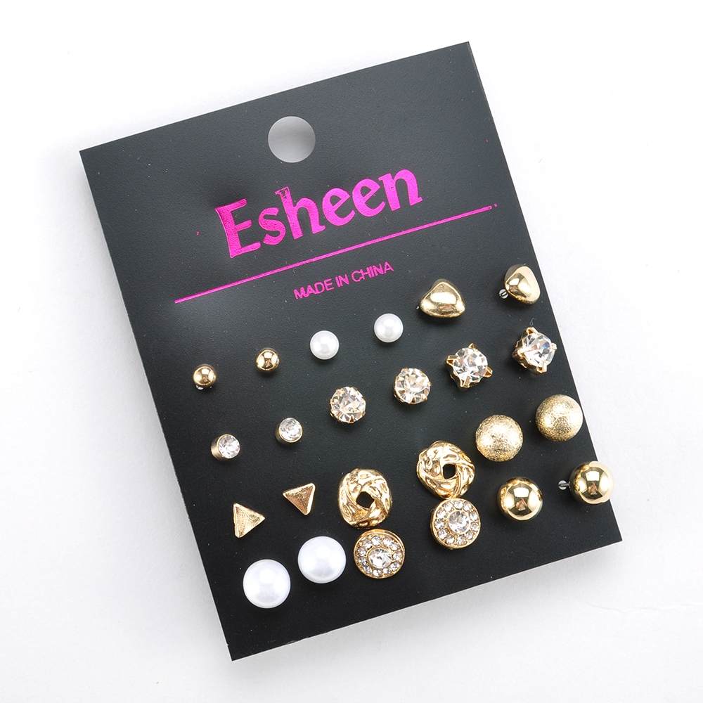 Bộ 9/12 đôi khuyên tai thời trang nữ nhiều kiểu dáng độc đáo cá tính có thể lựa chọn