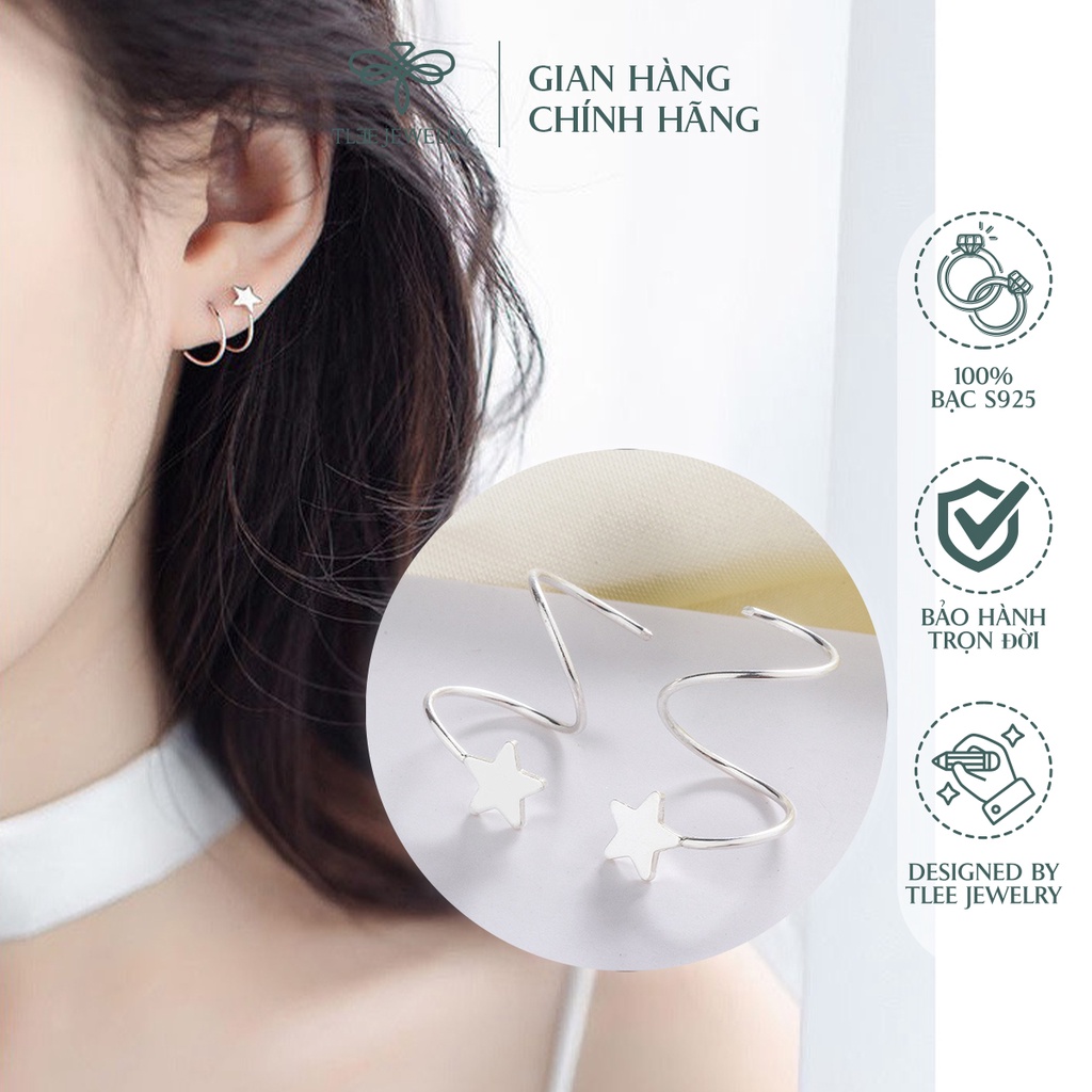 Khuyên tai bạc nữ TLEE xoắn sao cá tính basic NCJ B0190