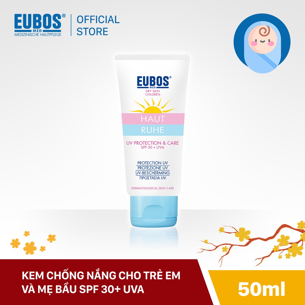 Kem chống nắng cho trẻ em và mẹ bầu SPF 30+ UVA EUBOS Haut Ruhe UV 50ml HSD [8/2021]