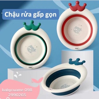Chậu rửa mặt gấp gọn vương miện sắc màu cho bé