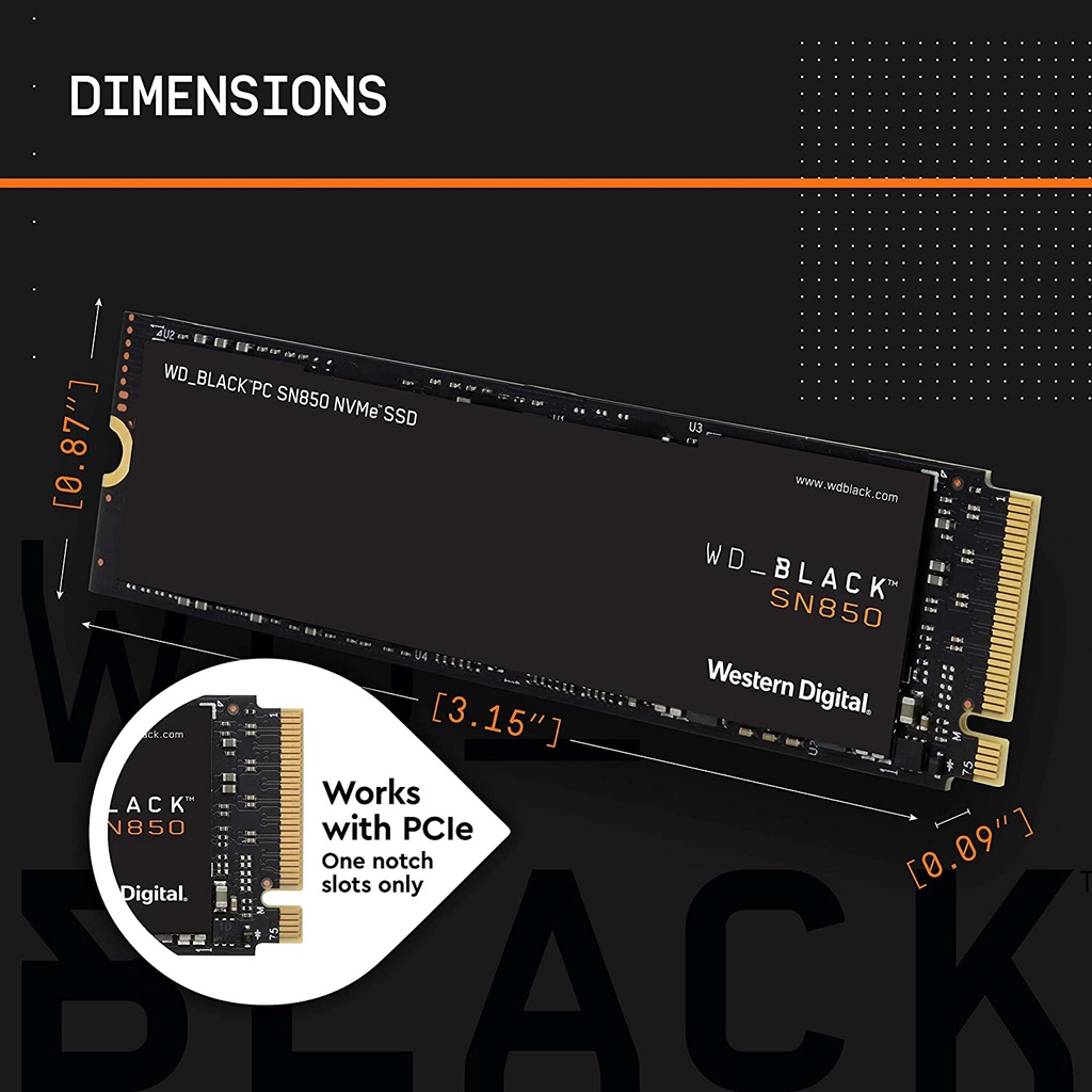 Ổ cứng SSD WD Black SN850 500GB 1TB 2TB NVMe SSD PCIe Gen 4 M.2