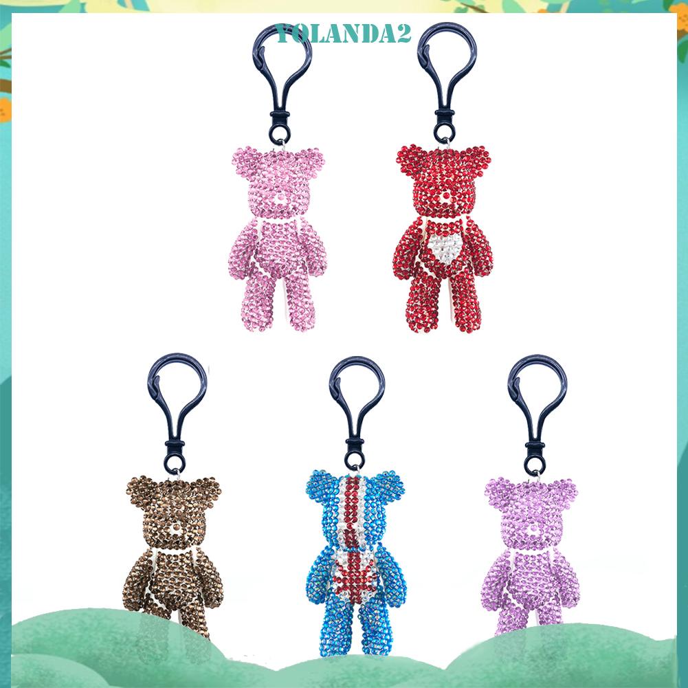 Móc Khóa Hình Gấu Đính Đá Phong Cách Mosaic