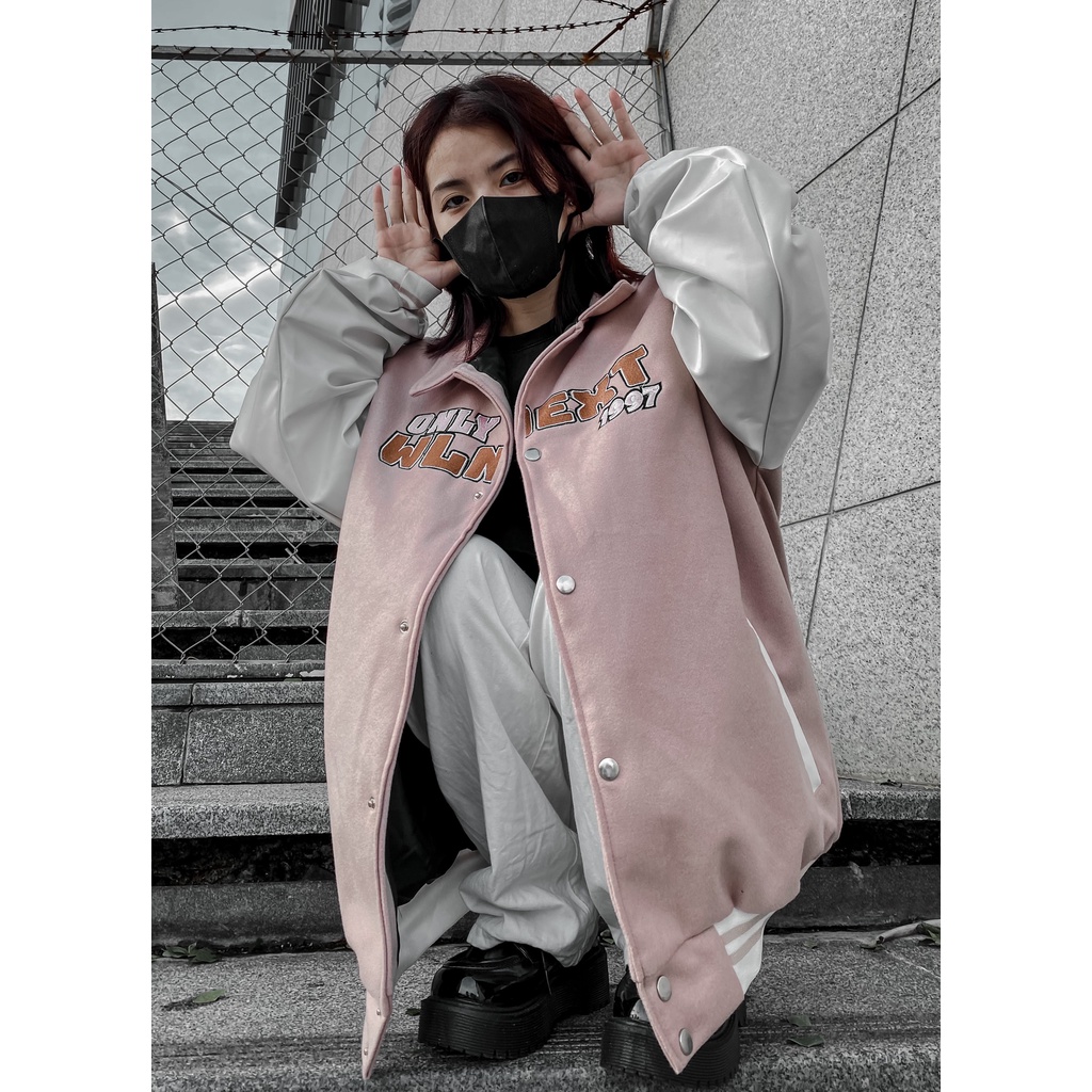 Áo Khoác Bomber Varsity Phối Tay Da Thêu Chữ Universe Nam Nữ Full Đen Unisex Chất Nỉ Dạ Lót Dù