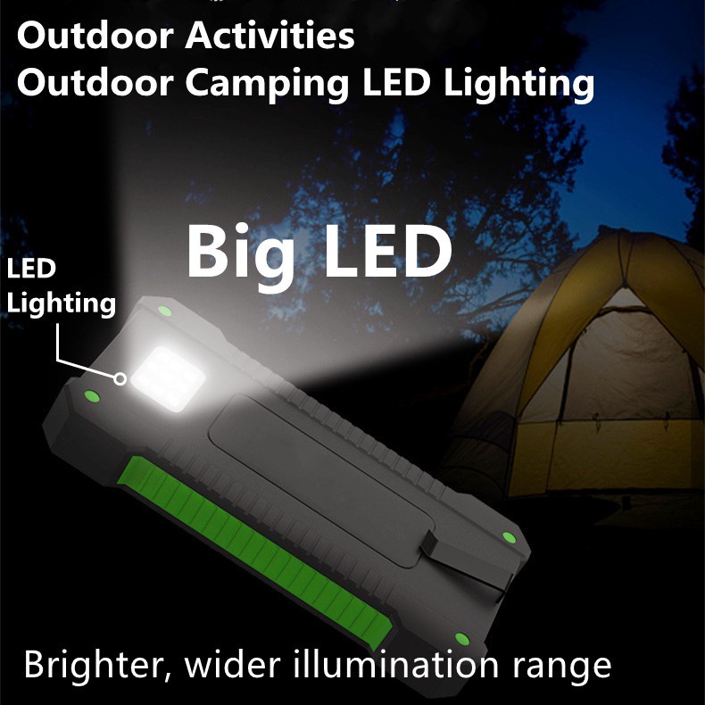 Ngân hàng điện năng lượng mặt trời 20000mAh Sạc nhanh chống thấm nước di động Pin năng lượng mặt trời ngoài trời Đi kèm với đèn LED