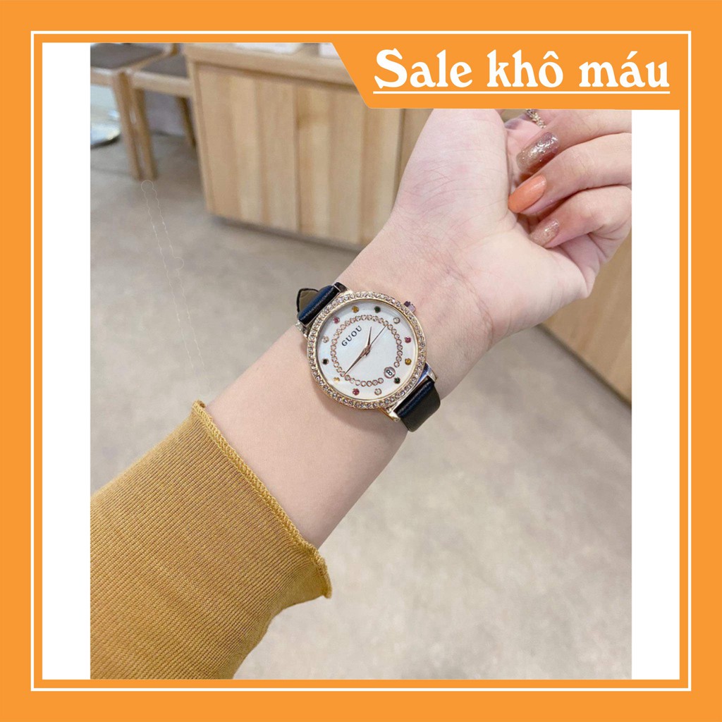 Đồng hồ nữ Guou mặt tròn dây da siêu bền , kiểu dáng thời thượng , trẻ trung | BigBuy360 - bigbuy360.vn