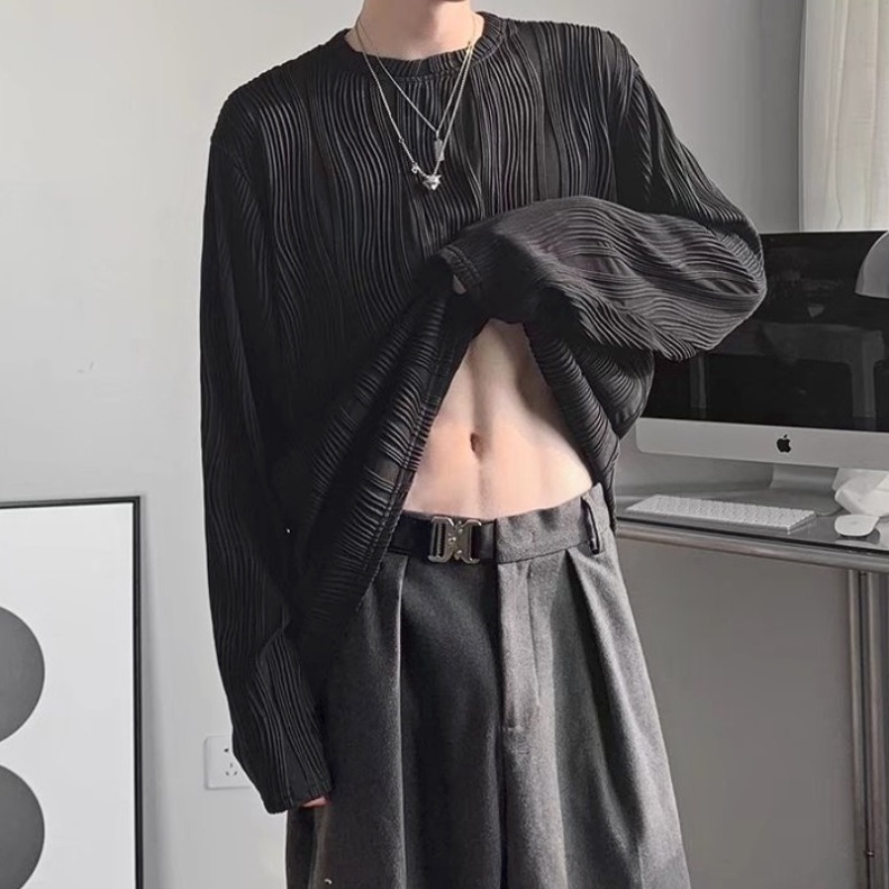 Áo thun tay dài cổ tròn màu trơn phong cách Hàn Quốc thời trang cho nam và nữ