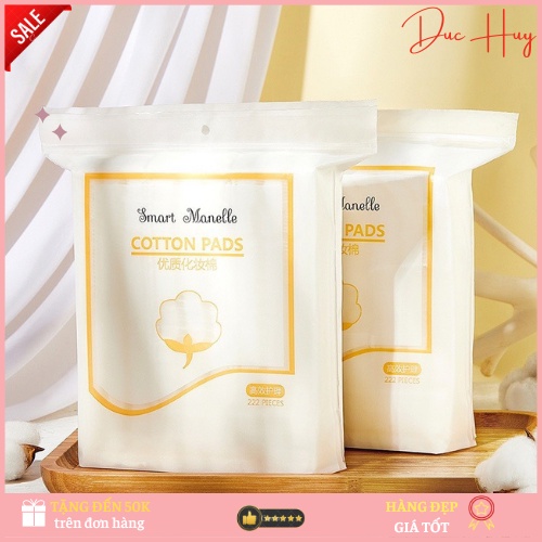 Bông tẩy trang 222 miếng Lameila, Bông tẩy trang 3 lớp Cotton Pads sợi bông tự nhiên mềm mịn hút nước tốt siêu tiết kiệm