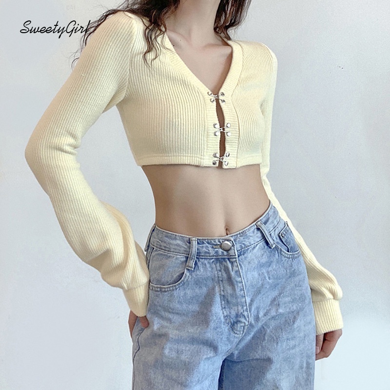 Áo cardigan dệt kim tay dài cổ chữ V màu sắc đơn giản dành cho nữ