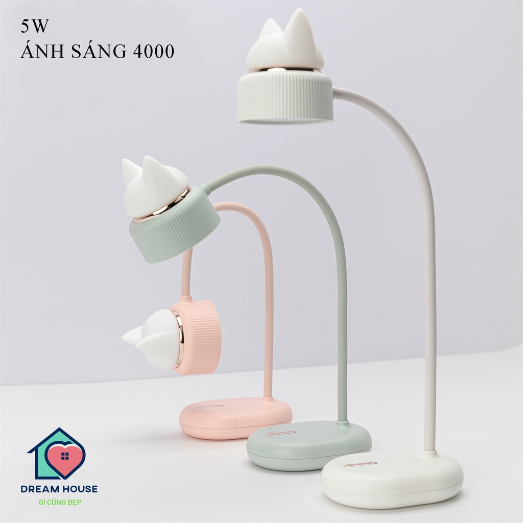 Đèn bàn học chống cận kiêm đèn ngủ đáng yêu, đèn học tích điện siêu sáng DL400