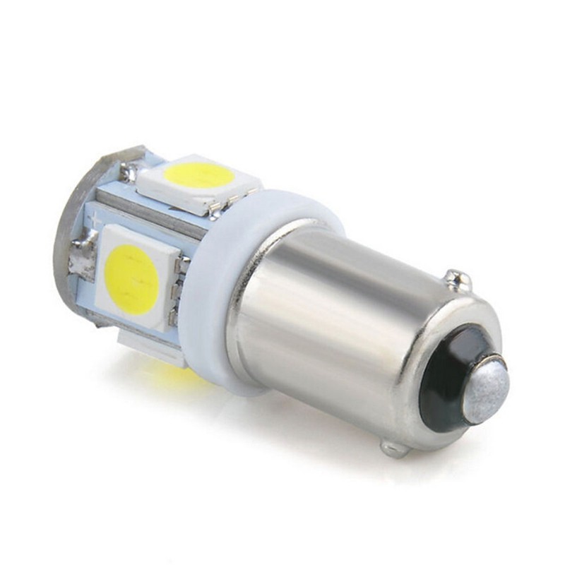 2 đèn pha xe hơi ánh sáng trắng T11 BA9S 5050SMD 5 bóng LED 12V