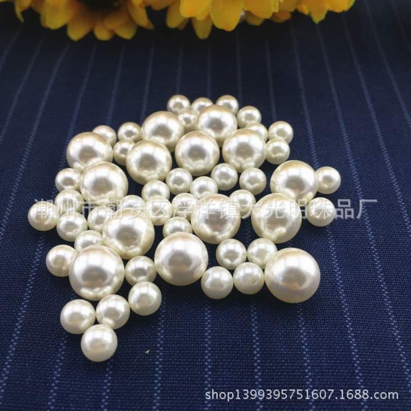 Hạt ngọctrai không lỗ màu trắng, màu kem, nguyên liệu làm trâm cài tóc cổ trang, nguyên liệu diy, SỉphụkiệnKhánhHuyền