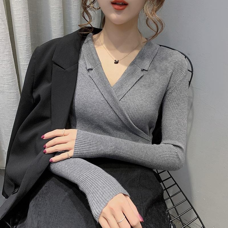 Áo sweater nữ tay dài cổ tròn mềm mại thiết kế co giãn xinh xắn cho phái nữ