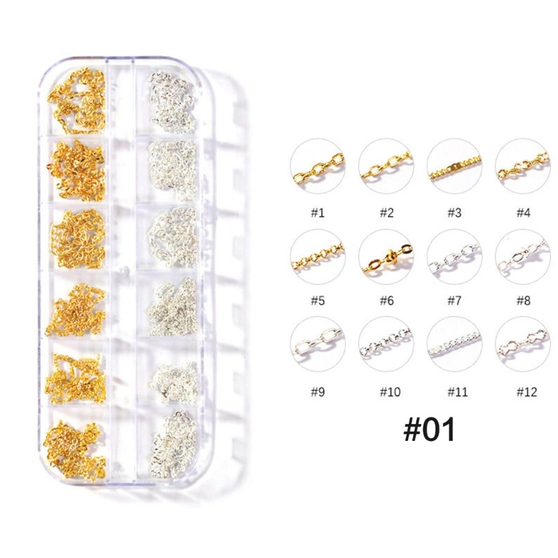 Hộp Phụ Kiện Kim Loại 12 Ngăn Trang Trí Móng Tay 3D