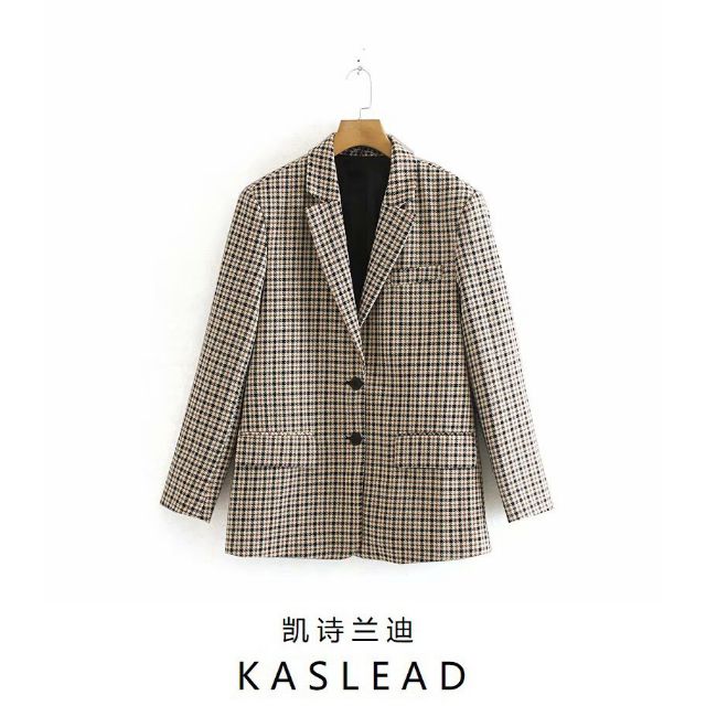 (Hàng Đẹp CC)Ảnh thật 3 hình cuối-HC297.Áo blazer kiểu Zara houndstooth sang chảnh