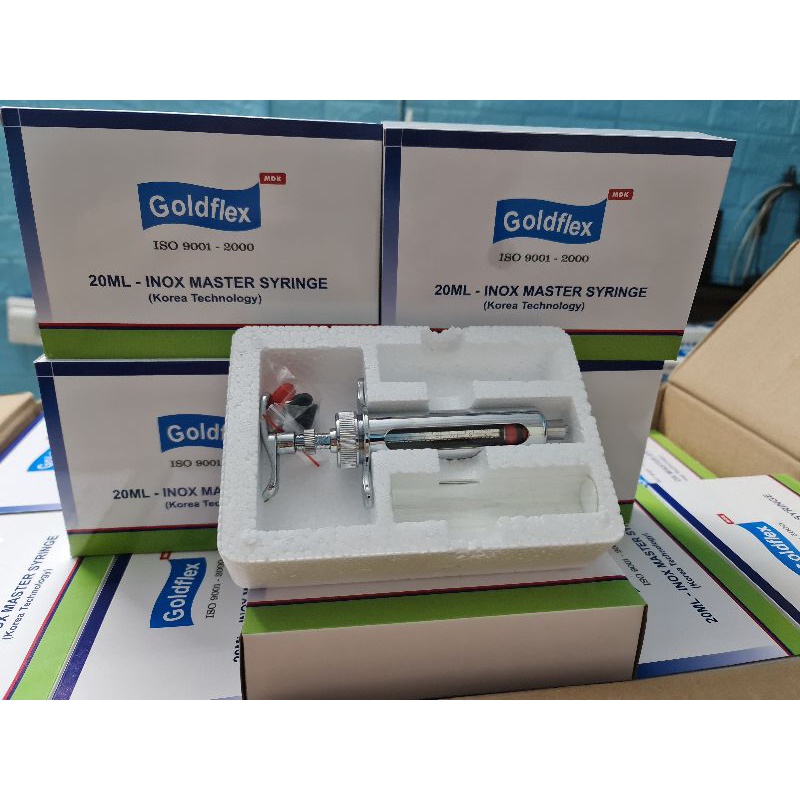 Xi lanh Inox Golflex 20 ml -  Xilanh thân inox dùng tiêm thuốc, chất dinh dưỡng vào con vật có kèm bộ linh kiện