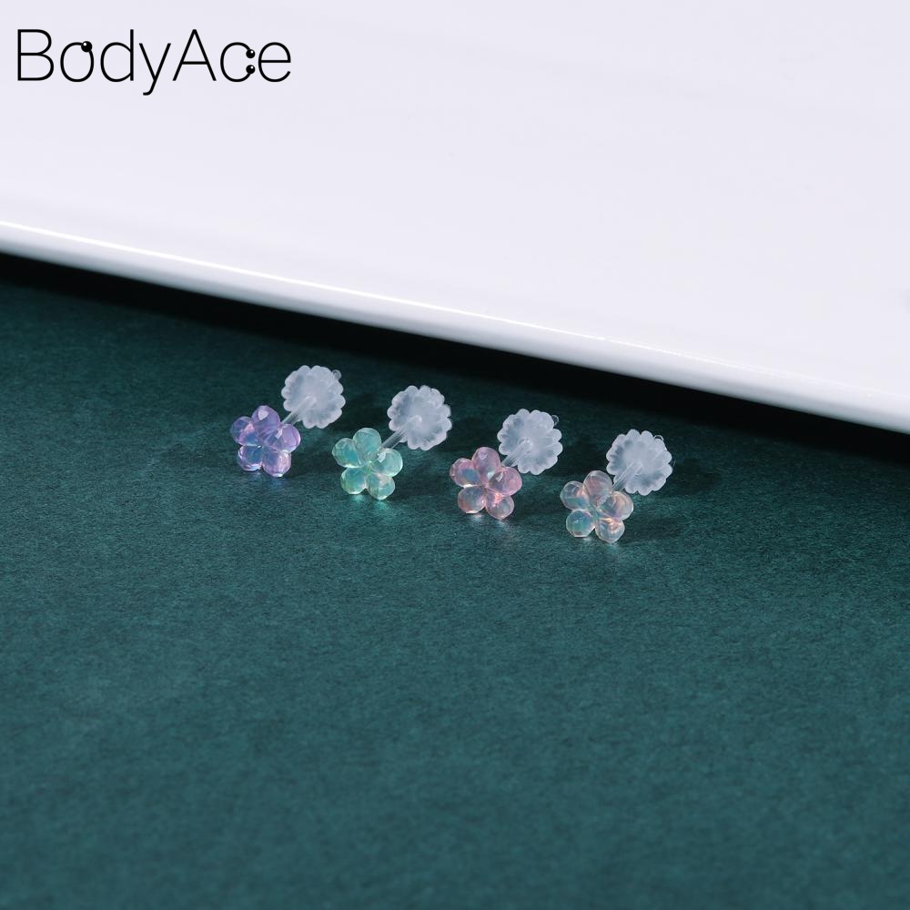 1 Đôi Khuyên Tai Nhựa Trong Suốt Hình Động Vật / Mặt Trăng / Trái Tim Dễ Thương