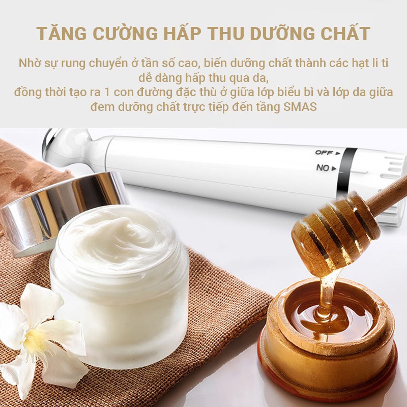 Máy massage vùng da quanh mắt làm mờ nếp nhăn, xóa tan quầng thâm, da vẻ sáng bóng mịn màng - Bảo hành 3 tháng