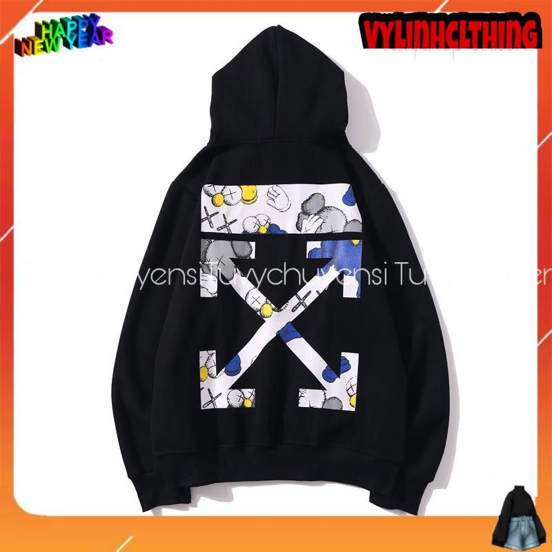 Áo hoodie nam nữ TUVY nỉ mũ 2 lớp  Áo hoodie off white kaws nỉ unisex nỉ cotton MS03 in 5D