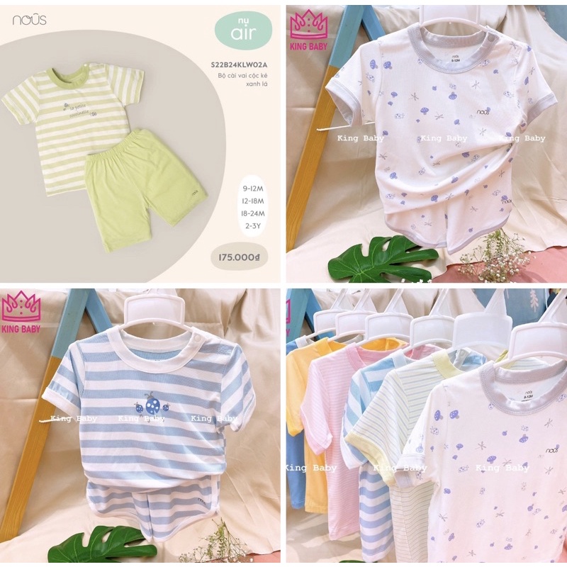 Bộ cộc nous kẻ hồng, kẻ xanh cho bé trai bé gái