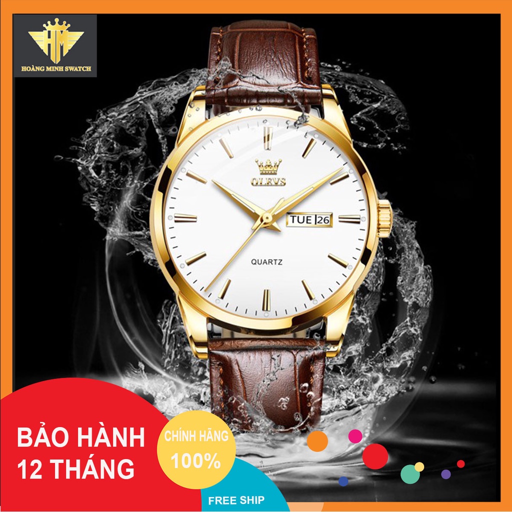 Đồng Hồ Nam Dây Da Chính Hãng OLEVS Cao Cấp Chống Nước Chống Xước , Kiểu Dáng Trẻ Trung - Bảo Hành 12 Tháng