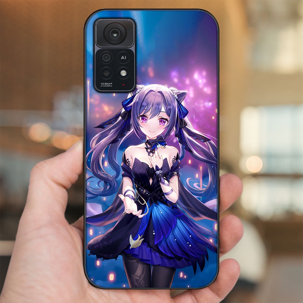 Ốp lưng Xiaomi Redmi Note 11 Pro 5G viền đen in hình Keqing Genshin Impact