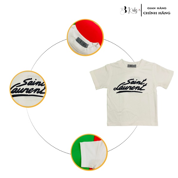 Áo Thun Ngắn Tay Cho Bé BB Kids In Chữ Saint Chất Liệu Cotton 100% Co Giãn 4 Chiều