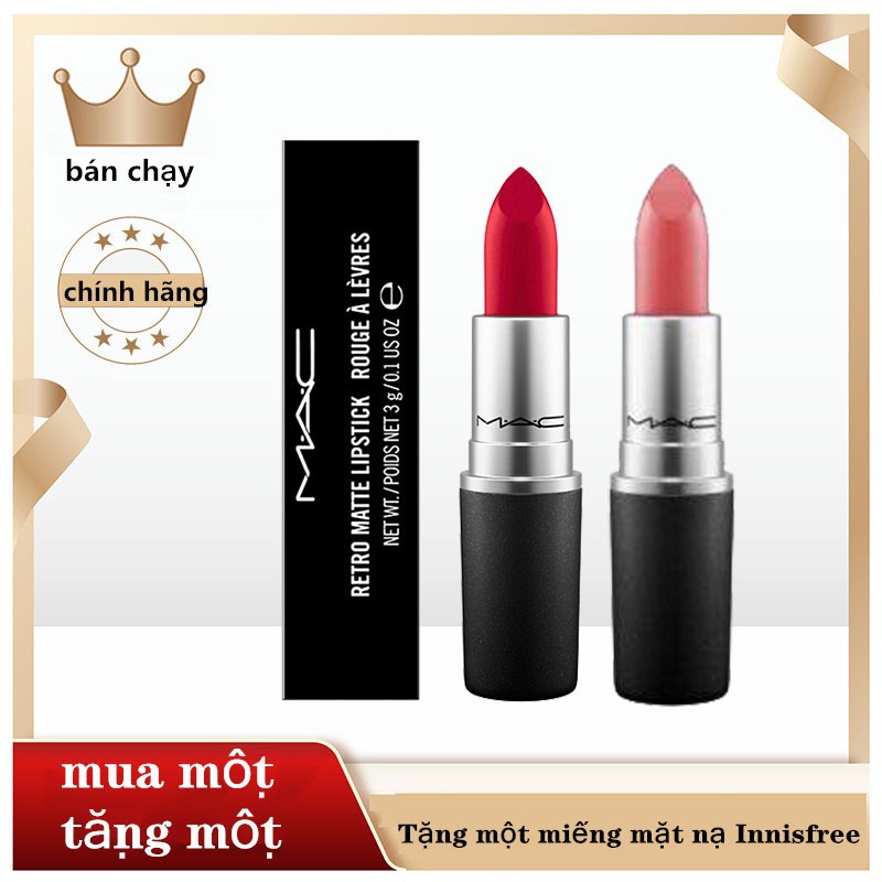Son môi mac chính hang 100%, chống nước, nhiều màu lựa chọn🌸Tặng một miếng mặt nạ Innisfree