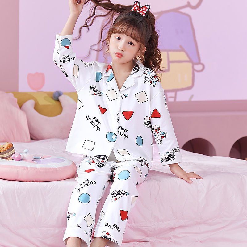 Bộ Đồ Ngủ Cotton Tay Dài Phong Cách Công Chúa Dễ Thương Cho Bé Gái