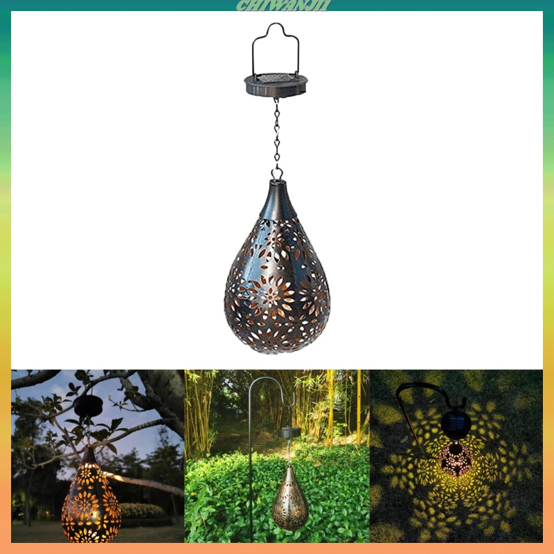 [CHIWANJI1]Solar Light Garden Hanging Lamp Outdoor Patio Lantern Waterproof Black